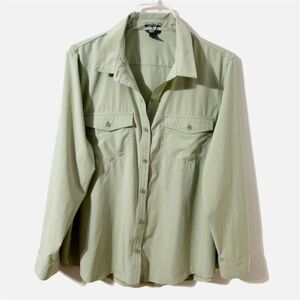 Eddie Bauer Long Sleeve Herb Green Departure Button Front Shirt Hiking Size XXL